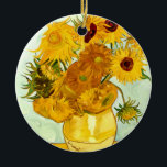 Vincent Van Gogh's Yellow Sunflower Painting 1888 Ceramic Ornament<br><div class="desc">This is a Prawny version of Vincent Van Gogh’s famous sunflower painting. This version was painted in 1888 and has twelve flowers. Vincent painted several other sunflower pieces. I have made the colours more vibrant and added extra swirls which Vincent liked to incorporate into his paintings.</div>
