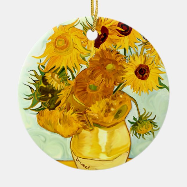 Vincent Van Gogh's Yellow Sunflower Painting 1888 Ceramic Ornament (Front)