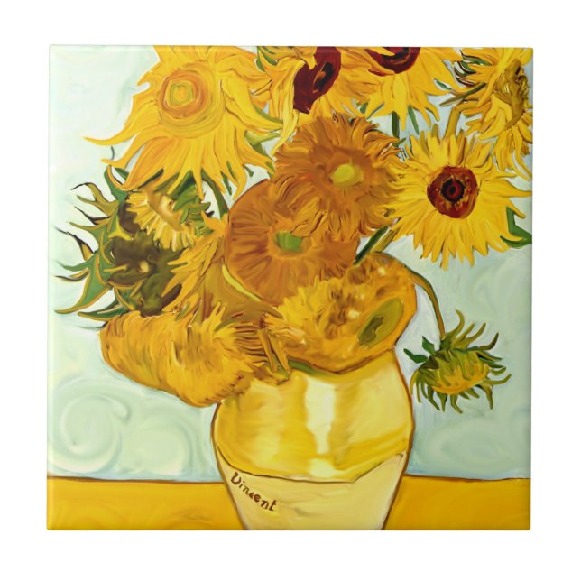 Vincent Van Gogh's Yellow Sunflower Painting 1888 Tile (Front)