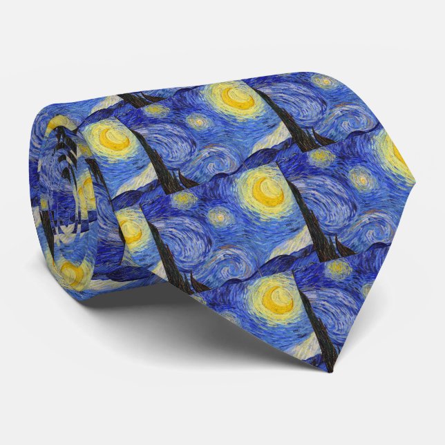 Vincent Willem van Gogh , “ Starry Night ” Tie (Rolled)