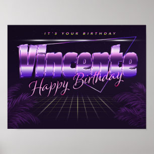 Vincente Name Vorname lila retro Poster Geburtstag