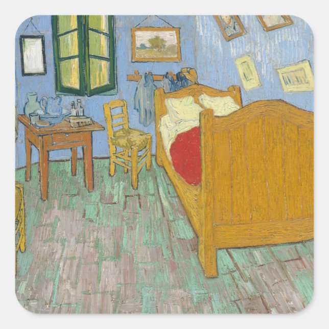 Vincent's Bedroom in Arles by Vincent van Gogh Square Sticker (Front)