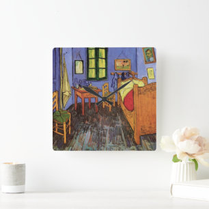 Vincent's Bedroom in Arles by Vincent van Gogh Square Wall Clock