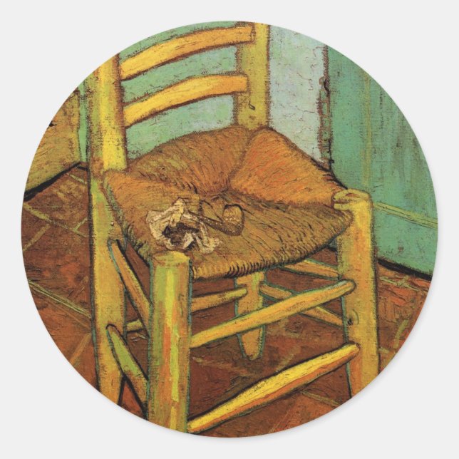 Vincent's Chair with His Pipe by Vincent van Gogh Classic Round Sticker (Front)