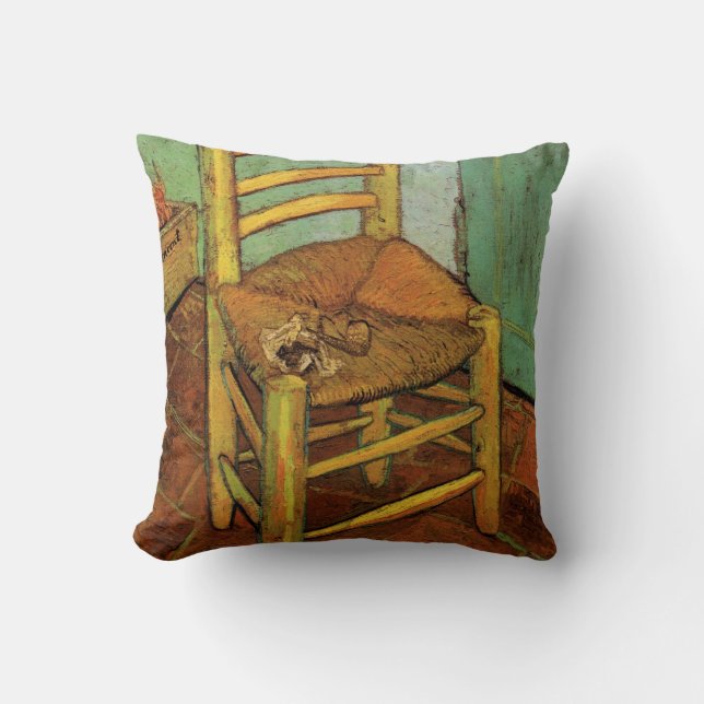 Vincent's Chair with His Pipe by Vincent van Gogh Throw Pillow (Front)