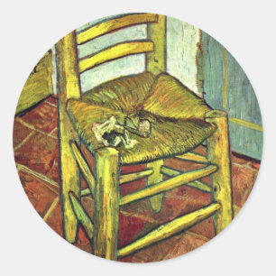 Vincent'S Chair With Pipe By Vincent Van Gogh Classic Round Sticker