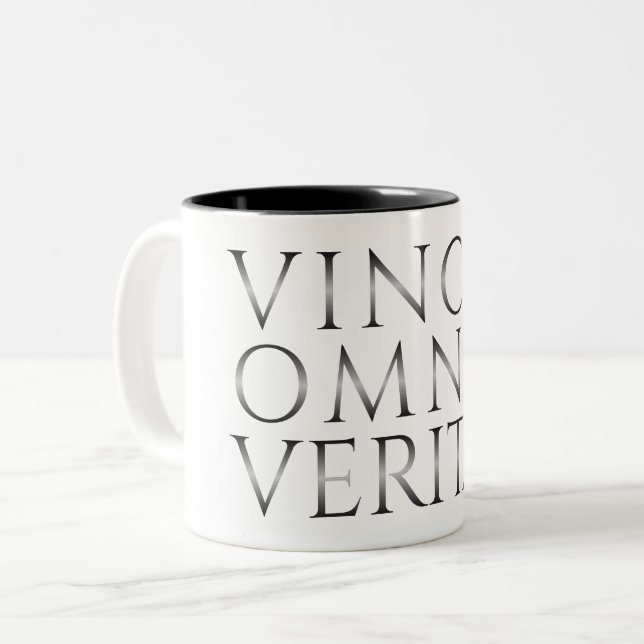 VINCIT OMNIA VERITAS - Light Two-Tone Coffee Mug (Front Left)