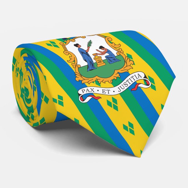 Vincy Flag & Seal, Saint Vincent & the Grenadines Tie (Rolled)