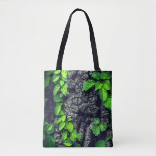 Vine and treebark tree rustic nature tote bag