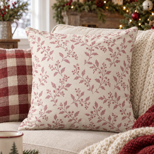 Vine & Berry Christmas Pattern Cranberry ID1337 Throw Pillow