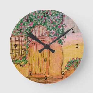 Vine-Covered Cottage Round Clock