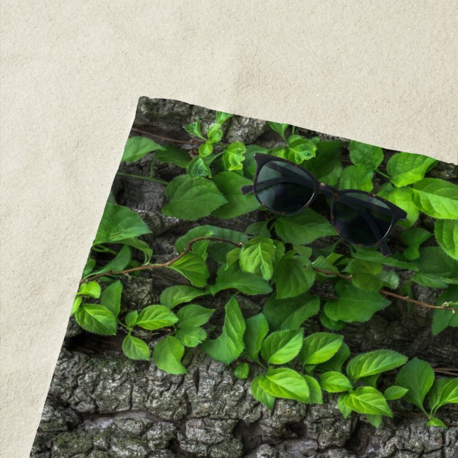 Vine covered tree bark rustic nature brown green beach towel (In Situ)