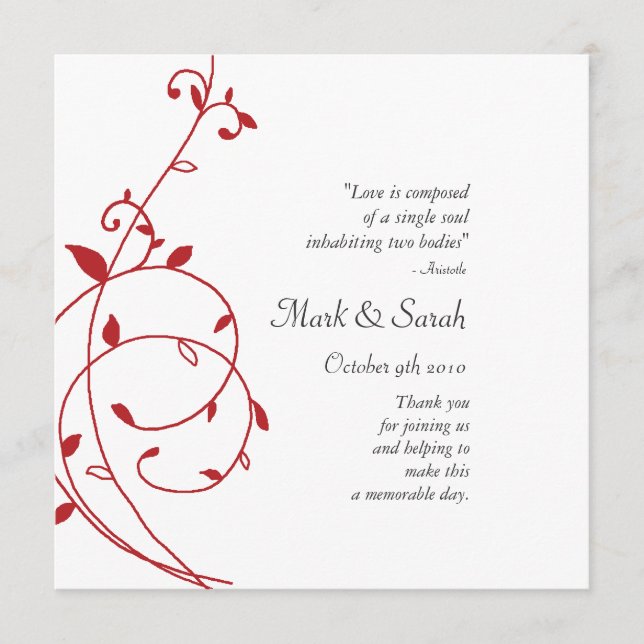 Vine Divine Red Wedding Program (Front)