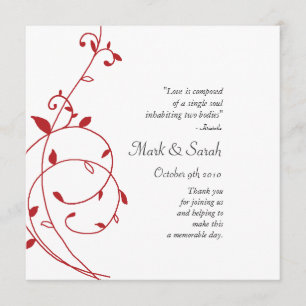 Vine Divine Red Wedding Programme