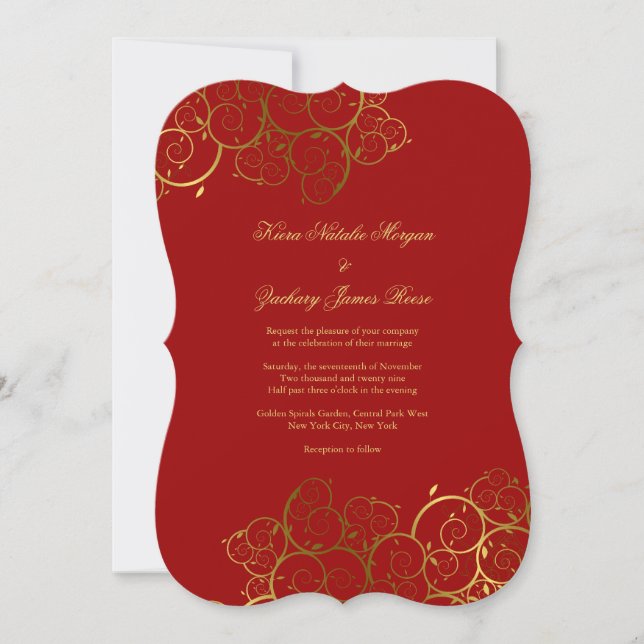 Vine d'or Spirales Classy Faire-part de mariage (Devant)
