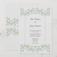 Vine Heart Trellis Light Grey Wedding Invitation