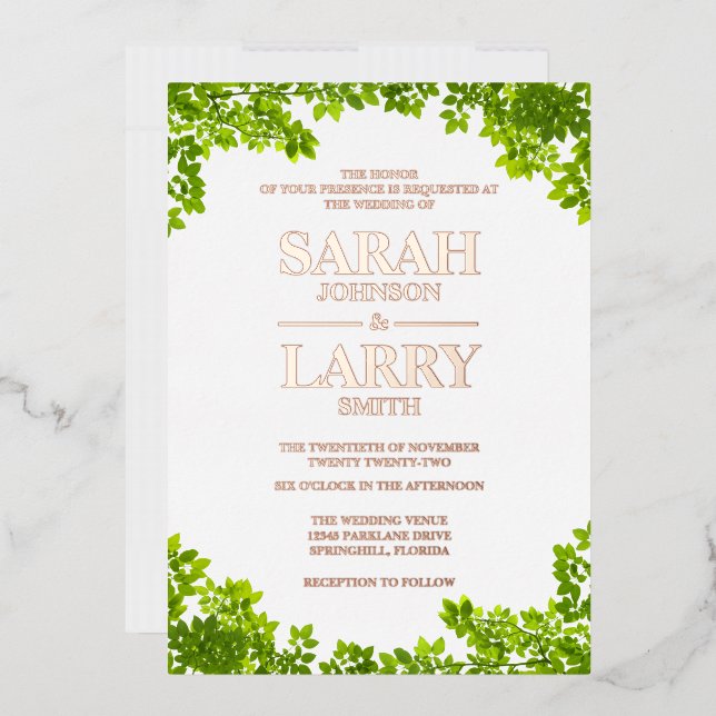 Vine Leaves and Elegant Gold Traditional Wedding (Envelope)