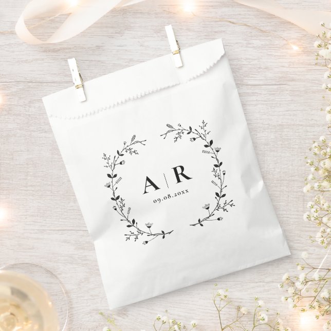 Vine Scroll Wedding Treat Sack, Cookie or Goody Favour Bag (Clipped)