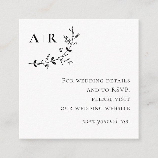 Vine Scroll Wedding Website, RSVP, the Details Enclosure Card (Front)