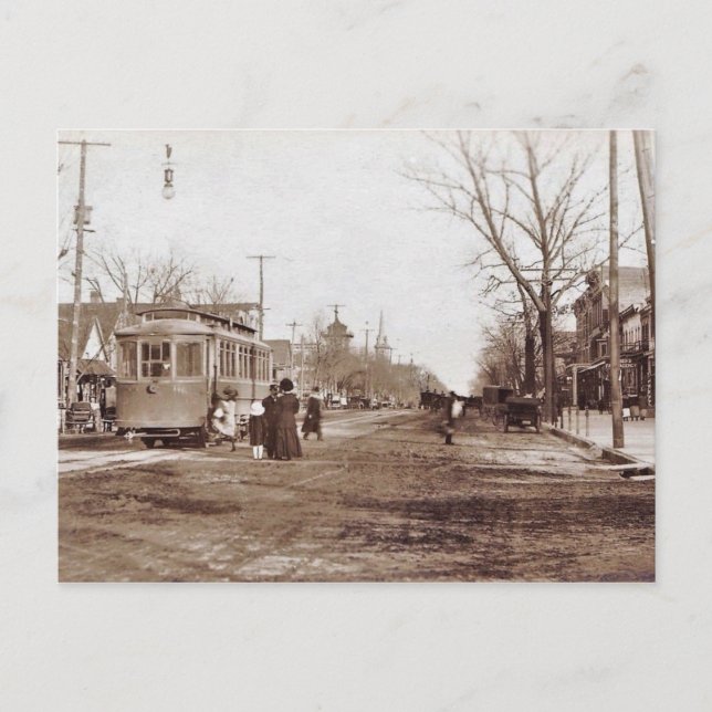 Vineland NJ, Landis Ave, Trolley, Scene, c1910 Postcard (Front)