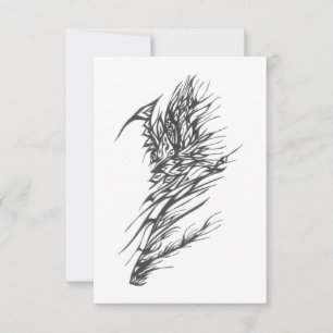 Vines Black White Abstract Tribal Tattoo Art Thank You Card
