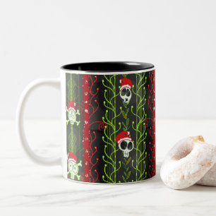 Vines O' Death Christmas Skull Skeleton Two-Tone Coffee Mug