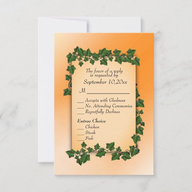 Vines on Orange Fall RSVP w Entree Card (Front)