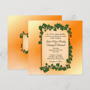 Vines on Orange Wedding Invitation
