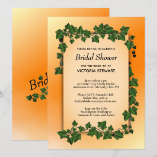 Vines with Gift Register Orange Bridal Shower Invitation