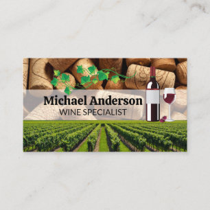 Vineyard and Corks   Winery Business Card
