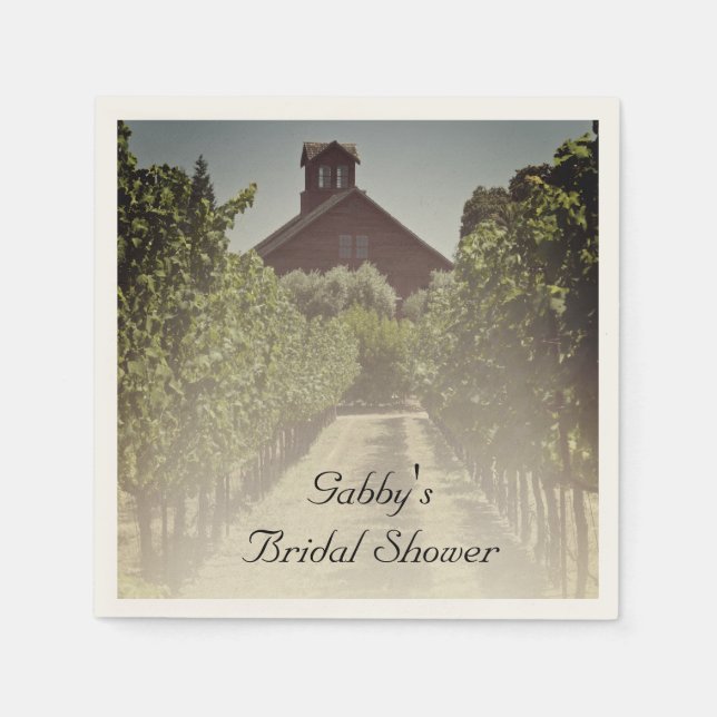 Vineyard and Rustic Red Barn Bridal Shower Napkin (Front)