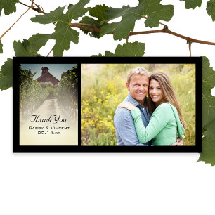 Vineyard and Rustic Red Barn Wedding Thank You Card