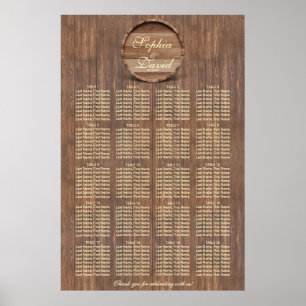 Vineyard Barrel Wedding Seating Chart 160 guests