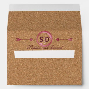 Vineyard Cork Stains Red Wine Wedding Envelopes