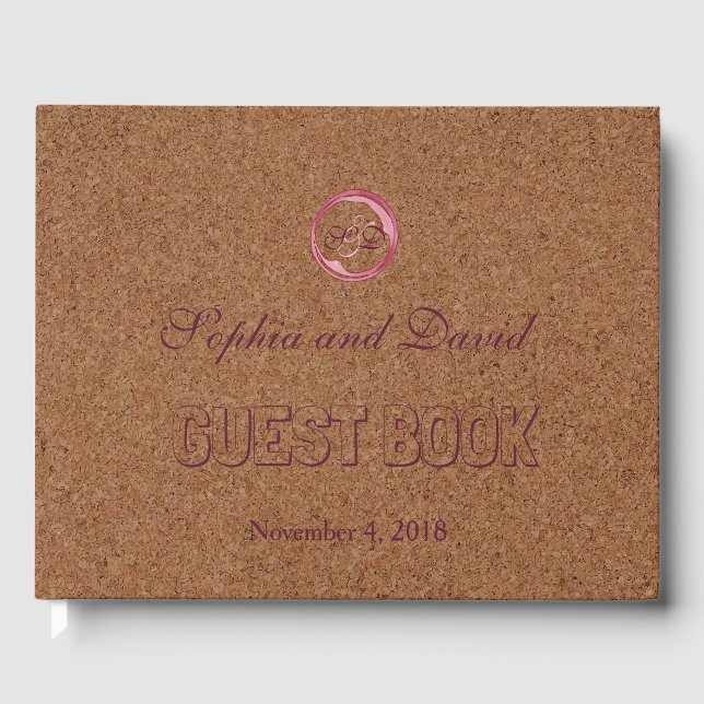 Vineyard Cork Stains Red Wine Wedding Guest Book (Front)