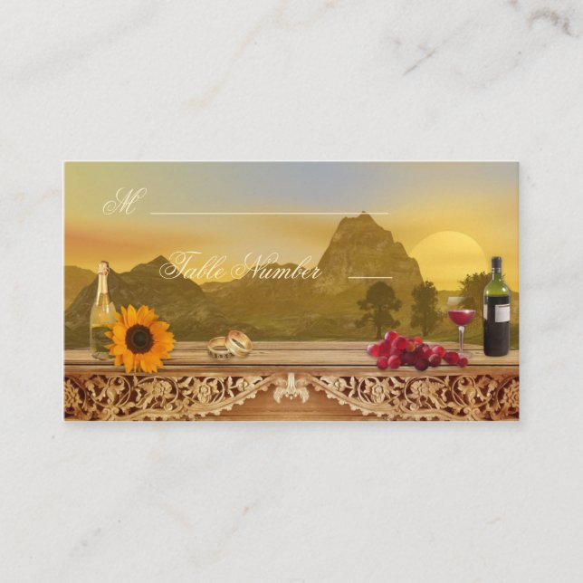 Vineyard Fall Wedding Seating Table Place Cards (Front)