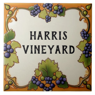 Vineyard Grape Farm Custom House Name Plate Sign Tile