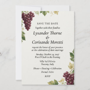Vineyard Grape & Tuscan Vine Elegant Save the Date Invitation