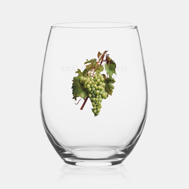 Vineyard Grapes Customized Stemless Wine Glass (Front)