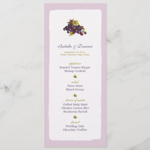 Vineyard Grapes Wedding Menu Card