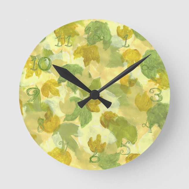 Vineyard grapevine leaves round clock fabric font (Front)