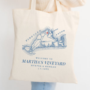 Vineyard Haven MA Wedding Favour Navy Blue Welcome Tote Bag