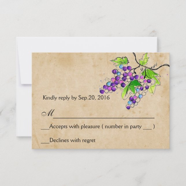 Vineyard Love Grappes Artistiques Réponse Carte RS (Devant)
