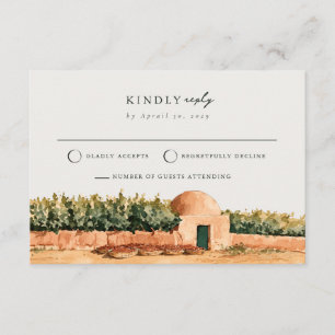 Vineyard Mediterranean Wedding Mail Back RSVP Card