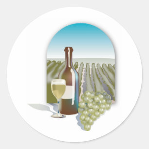Vineyard Scene Classic Round Sticker