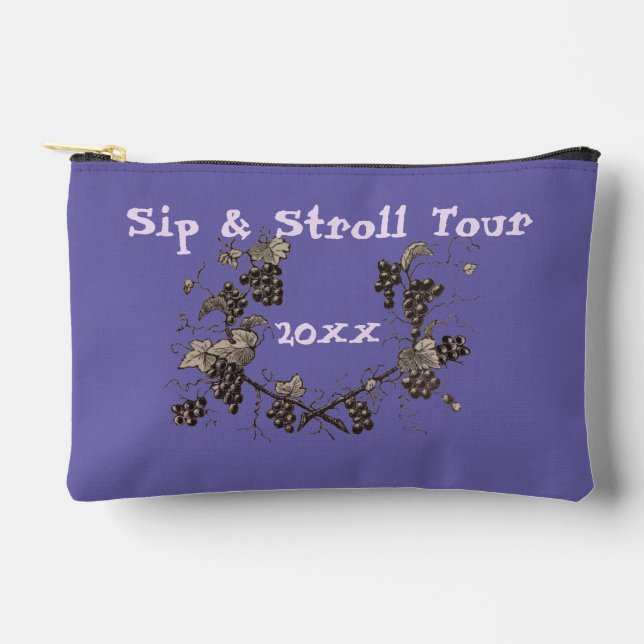 Vineyard Tour Keepsake Sip & Stroll Grape Vine Accessory Pouch (Front)