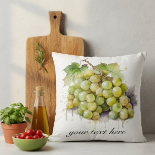 Vineyard Watercolor Grapes, custom Throw Pillow