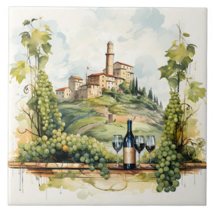 Vineyard Watercolor Print Tile