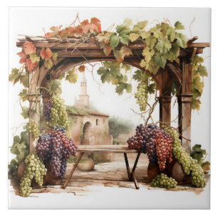 Vineyard Watercolor Print Tile