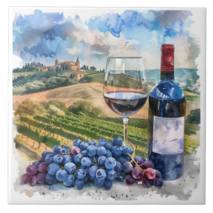 Vineyard Watercolor Print Tile